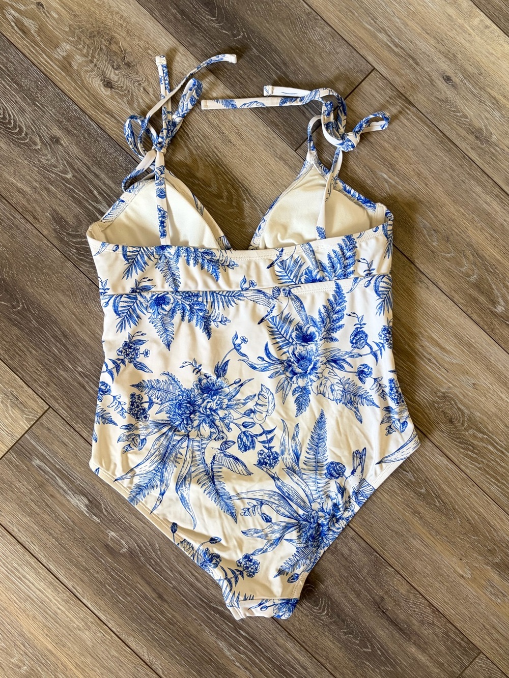 Kona Sol White One-Piece Swimsuit with Blue Floral Print - Picture 4 of 7
